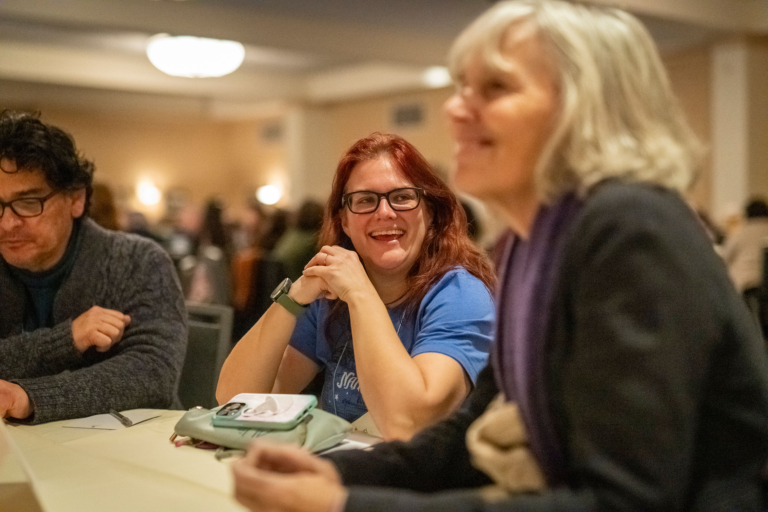 Writers in workshop smiling